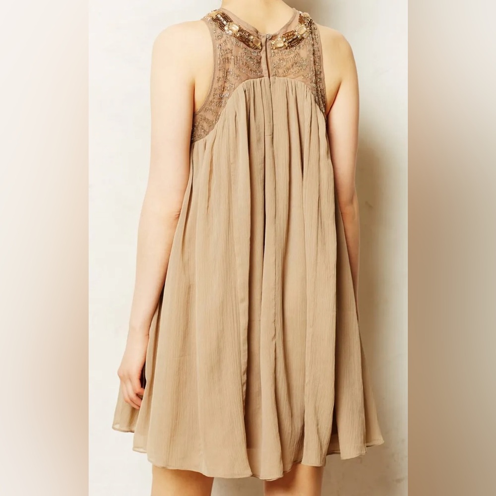 Moulinette Soeurs Swingy Sleeveless Sonora Dress Gray with Collar Embellishment - Picture 3 of 11